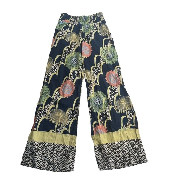 Anthropologie Pants - anthropologie pinkerton floral boho festival Smocked Wide leg pants Size M